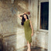 hello ronron | Joan Dress Olive | Button down collar pointelle knit maxi dress | DR027-OLV